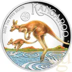 1 Unze Silbermünze Australien Känguru 2026 - polierte Platte - High Relief - coloriert