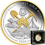 1 Unze Silbermünze Australien 175 Jahre Gold Rush 2026 teilvergoldet - polierte Platte