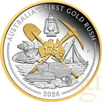 1 Unze Silbermünze Australien 175 Jahre Gold Rush 2026 teilvergoldet - polierte Platte