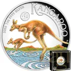 1 Unze Silbermünze Australien Känguru 2026 - polierte Platte - High Relief - coloriert