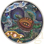 2 Unzen Silbermünze Australien Turtle Yaunati 2026 Antik Finish - coloriert