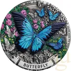 2 Unzen Silbermünze Australien Butterfly 2026 Antik Finish - coloriert