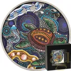 2 Unzen Silbermünze Australien Turtle Yaunati 2026 Antik Finish - coloriert