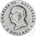 2 Unzen Silbermünze Australien Butterfly 2026 Antik Finish - coloriert