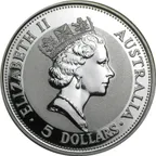 10 Unzen Silbermünze Australien Kookaburra 1991 polierte Platte