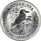 1 Unze Silbermünze Australien Kookaburra 1990