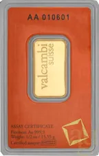 1/2 Unze Goldbarren Valcambi