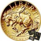 1 Unze Goldmünze American Liberty Mustang 2021 - polierte Platte - High Relief