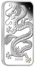 1 Unze Silbermünze Perth Mint Rectangular Dragon 2026 - polierte Platte