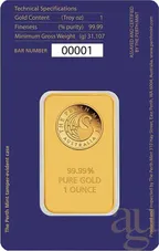 31,1 Gramm Goldbarren Perth Mint - Schwan