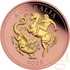 Australien Five Sovereign 2025 - polierte Platte reverse teilvergoldet