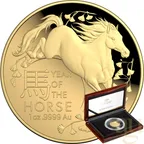 1 Unze Goldmünze Australien RAM Lunar Pferd 2026 Domed - Proof