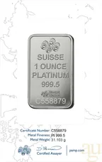 31,1 Gramm Platinbarren PAMP Fortuna