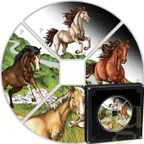 4x 1 Unze Silbermünze Australien Lunar III Pferd 2026 Quadrant Four-Coin-Set coloriert - Proof