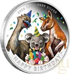 1/2 Unze Silbermünze Australien Happy Birthday 2026 - polierte Platte - coloriert - Coincard