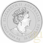 1 Kilogramm Silbermünze Australien Lunar III Ochse 2021- coloriert mit 1g Gold Privy Mark