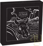 1 Kilogramm Silbermünze Australien Lunar III Ochse 2021- coloriert mit 1g Gold Privy Mark
