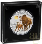 1 Kilogramm Silbermünze Australien Lunar III Ochse 2021- coloriert mit 1g Gold Privy Mark