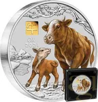 1 Kilogramm Silbermünze Australien Lunar III Ochse 2021- coloriert mit 1g Gold Privy Mark