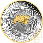 1 Unze Silbermünze Australien Nugget 40 Jahre 2026 - teilvergoldet