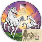 1 Unze Silbermünze Australien Lunar III Pferd 2026 ANDA Special coloriert - Coincard
