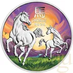 1 Unze Silbermünze Australien Lunar III Pferd 2026 ANDA Special coloriert - Coincard