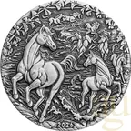 2 Unzen Silbermünze Australien Lunar III Pferd 2026 - Antik Finish
