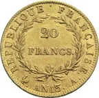 20 Francs Goldmünze Napoleon I ohne Kranz