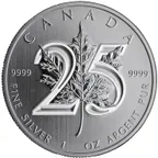 1 Unze Silbermünze Maple Leaf 2013 - Jubiläumsausgabe 25 Jahre