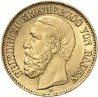 10 Mark Goldmünze Friedrich Grossherzog von Baden J186 (1875-1888)