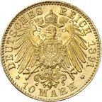 10 Mark Goldmünze Friedrich Grossherzog von Baden J188 (1890-1901)