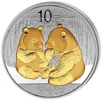 1 Unze Silber China Panda 2009 teilvergoldet