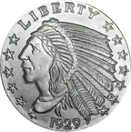 5 Unzen Silber Incuse Indianer Round