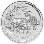 1 Unze Silbermünze Australien Lunar II Ziege 2015 - Privy Mark Löwe