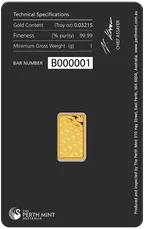 1 Gramm Goldbarren Perth Mint - Känguru