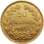 20 Francs Goldmünze Louis Philippe I. mit Kranz