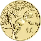1 Unze Goldmünze Lunar UK Affe 2016