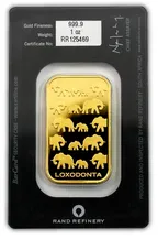 31,1 Gramm Goldbarren Rand Refinery - Elefant