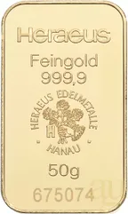 50 Gramm Goldbarren Heraeus