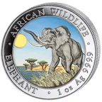 1 Unze Silbermünze Somalia Elefant 2016 farbig