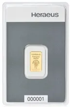 2 Gramm Goldbarren Heraeus Kinebar