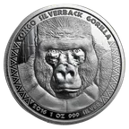 1 Unze Silbermünze Afrika Kongo Silberrücken Gorilla 2016