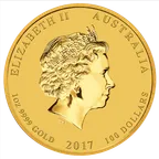 1 Unze Goldmünze Australien Lunar II Hahn 2017
