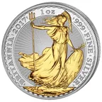 1 Unze Silbermünze Britannia 2017 teilvergoldet