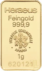 1 Gramm Goldbarren Heraeus