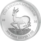 1 Unze Silbermünze Afrika Gabun Springbock 2016