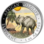 1 Unze Silbermünze Somalia Elefant 2017 farbig