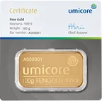 100 Gramm Goldbarren Umicore