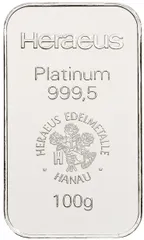 100 Gramm Platinbarren Heraeus