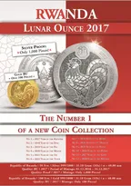 1 Unze Goldmünze Ruanda Lunar Hahn 2017